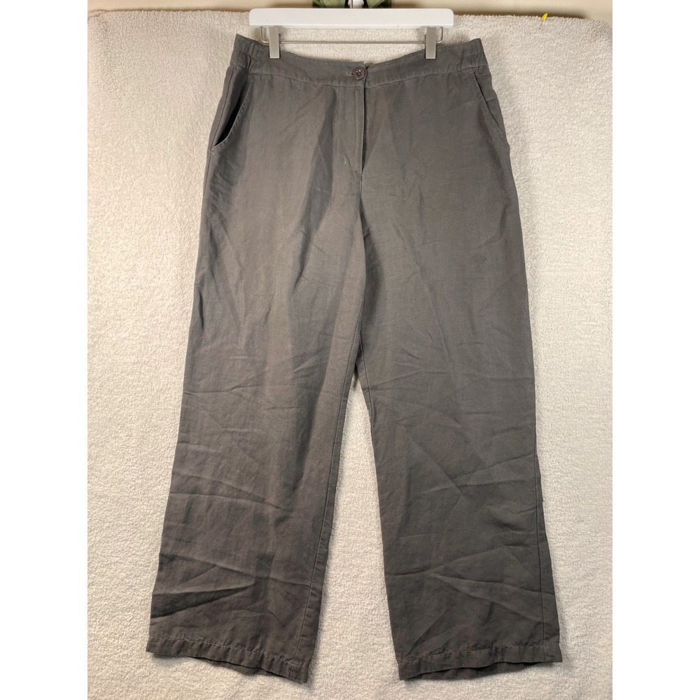 hemp wide leg pants stella carakasi flat front XL lagenlook granola minimalist
